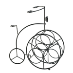 This iron bicycle is a charming way to display three of your favorite bottles of wine. Place the bottles in the front wheel and decorate your counter, tabletop or bar with great taste. 