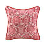 Your couch will look so chic with the bold pattern and fearless color of this gorgeous throw pillow! The jute-like texture makes the heritage pattern stand out, and the red piping around the edges is the perfect finishing touch.