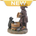 This sweet little girl is helping her animal friend by giving him an unlimited supply of fresh water. With lights and a submersible water pump, the gentle sound of cascading water and gentle glow will fill your garden or yard.