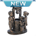 Two children, filling a bucket and completing their chores, will add charm to your garden along with their little forest friend. This whimsical outdoor fountain features a submersible water pump that will keep the flow going all day long. 