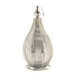 Look no further for a stunning candle accessory that will instantly increase the style factor in any room. Our Metal Rattan Lantern features a stunning pear-shaped design with an intricate rattan-style woven pattern that will enhance the beauty of candlelight. Set it on the table or hang it from the gleaming finial and loop at top and then add a candle of your choice to delight in the glamorous glow.