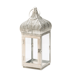 The captivating design of Morocco will add some international flair to your candle with this exotic dome lantern. Clear glass panels let the light shine through, topped with an ornate domed roof and oversize hanging loop.