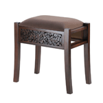 There's a lot of luxury packed into this vanity stool! The beautiful and intricate carving on the base is regal, and the suede-like neutral upholstery will make this rectangular vanity stool at home anywhere.