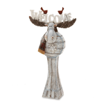 It may be cold outside, but this friendly moose will give a warm welcome to all. His white finish is highlighted by his vivid plaid scarf, and his decorative antlers hold a hearty welcome. Set him in your entrance way or on a tabletop and invite smiles into your home this winter.