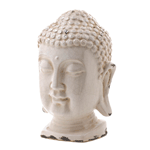 Peace, serenity, and great style! This ceramic Buddha head has a crackled iridescent white finish, making it a great fit for any decor. The most stylish way to add a little zen to your living space is by displaying this tabletop Buddha bust. The weathered finish makes it look like a timeworn treasure.