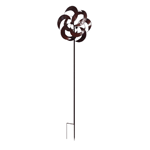 Add a flurry of dancing movement to your garden or yard with this charming windmill! Metal crescents shine in the sunlight and spin in unison with the blowing breeze.