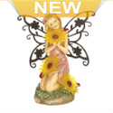 This pretty fairy statue will make your garden or yard more beautiful, day and night. When the sun’s out, you’ll enjoy her intricate detailing and iron wings. By night, the three yellow daisy blooms she holds will light up, powered by the built-in solar panel.