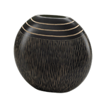 Decorate your space with this gorgeous black wooden vase and its never-ending style. The carved stripes and lines show the wood underneath its black finish, and it will be stunning with faux greenery or simply by itself on your mantel or shelf.