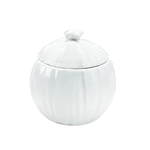 Cotton balls have never had a home so chic! This pretty white ceramic lidded jar features an appealing texture and a charming lid that will keep its contents protected from the elements. Use it in the bathroom, on your vanity and beyond!