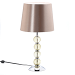 Shed light on your impeccable taste with this stunning table lamp. It features crackled glass orbs and a mocha shade with subtle sheen.