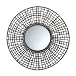 If your wall needs a pop of pizzazz that will fit your decor now and as your style changes, this is it! This circular wall mirror has an intricate wire mesh outer frame wrapped and knotted with rattan-like material that is visually interesting, textural, and stunning. It’s the perfect finishing touch for your room.