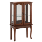 Elegantly proportioned curio cabinet graciously accents your favorite room. Sparkling glass doors, graceful legs and stylish fittings dignify this beautiful cabinet, giving it the look of pieces costing thousands more. 