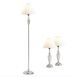 Sleek lines and a classic Colonial silhouette come together beautifully in this striking lamp trio! Whether your décor is historically elegant or ultra-hip, these tasteful silver fixtures are a seamless fit.