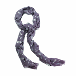 Wisps of silvery leaves scatter across this gauzy, lightweight gray scarf, making it a captivating accessory to finish off your favorite outfit. From casual to high-class, simply wrap this scarf loosely around your neck and compliments will follow everywhere you go.