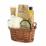 Inspired by nature’s ability to soothe and heal, these bath favorites put the “eco” in “economy!” Pamper yourself with body lotion, body scrub, bath crystals and shower gel, all appealing backed in a matching basket. Bamboo sugarcane fragrance. Set includes: 4.4 fl. oz. body lotion, 3.7 fl. oz. shower gel, 1.7 fl. oz. body scrub, 1.7 oz. bath crystals and checker basket.