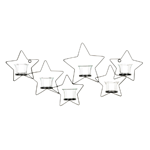 Star light, star bright, glowing stars every night! This beautiful iron wall sconce features six glass candle cups set in a star-filled metal frame, complete with hanging loops on either end for easy wall mounting.