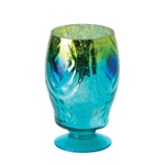 This glamorous candle holder adds shine, color and iridescent shimmer to any room. Place the candle of your choice inside and watch as the peacock-inspired mercury glass comes to life with vibrant hues. 