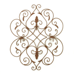 This gorgeous trellis-style wall sconce features four platforms that await the pillar candles of your choice. Hang this stunning metal sculpture on your wall and enjoy! 