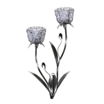 Beautiful silver metal stems spring from your wall, holding gorgeous faceted glass candle cup blooms and glimmering buds. Place the candles of your choice inside this unique sconce and enjoy the magical shine. 