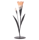 A single graceful bloom glows at the end of a slender stem, its golden glass cup filled with lustrous candlelight. A cherished addition to your romantic decorating theme!