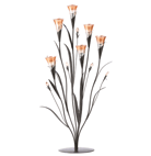 A spellbinding arrangement of slender stems and blossoms captures the warm colors of the rising sun’s first light. A dramatic decoration, especially when crowned with a captivating aura of golden candlelight!