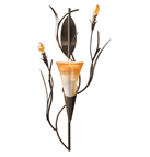 A single lily blossom in a delicate sunrise orange makes a colorful centerpiece among twining vines and crystalline buds. With the addition of your favorite tealight candle, this lovely wall sculpture becomes a stunning combination of graceful form and gorgeous glowing light!