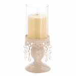 A lacy base and dazzling crystals add old-world charm to this elegant centerpiece. A romantic reminder of gentle bygone days, filling your home with nostalgic candlelight! 