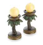 These distinctive candleholders, with their tropical theme and classic gilded styling, are infused with the feeling of relaxed luxury.