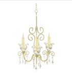 Instantly create an airy French Provincial ambience with this courtly chandelier! Sparkling flowers and crystalline drops dance amid creamy swirls of distressed-finish metal, turning captured candlelight into a dazzling overhead show.