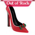 Festive fashionistas will love accessorizing their well-dressed holiday table with this wine bottle holder. A dazzling red high heel is the perfect fit for your favorite wine, and the red and green bows on the toe are the perfect finishing touch. 