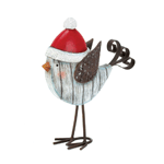 This little birdie has forgone flying south this winter, and we couldn’t be happier that he stayed. This metal standing decor will delight you all season long with his decorative wings, rosy cheeks and bright plaid hat. His body is finished to look like whitewashed boards, adding tons of charm, and his curled tail is a treat.