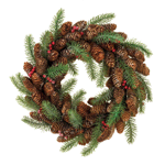 Deck your door or wall with holiday spirit by way of this gorgeous and timeless wreath. Pine branches and pine cones are interspersed with festive red berries, creating a classic wreath that will make decorating for the season a true joy.