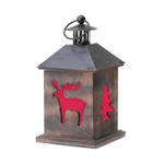 Youll invite the holiday spirit to brighten your home with gentle candlelight when you make this charming wooden candle lantern part of your Christmas decor. This four-sided lantern features holiday-inspired cutout shapes and red glass, and a hanging loop at top. 