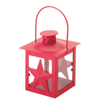 This pretty iron candle lantern is painted bright red to accent your holiday decor, but you just might want to keep it around all year long! Place a candle inside and let it shimmer and shine from behind the two star cutouts. 