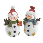 Decorate your holiday tabletop with these merry little snowmen figurines. This darling duo features knitted texture on their bodies, sparkling scarves, cute caps and faces that are hard to resist. They are sure to bring glad tidings to your home this season! 