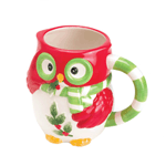 Care for some cream in your tea? This cute little owl pitcher will gladly help fill your cup while putting a smile on your face. He features a greens striped handle and scarf and a sprig of holly in his beak. 