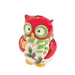 This sweet little owl will glow with holiday cheer when you light the candle of your choice inside. Hes wearing a festive green striped scarf and holding a wrapped gift just for you! 