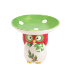 Snacks, sweet treats, and beyond will taste better when you serve them in this charming owl dish. The green and white basin is held aloft by a festive little owl that holds a sprig of holly in his beak.