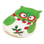 If your holiday appetizers could use a little more charm, all you need to do is serve them up on this precious owl platter. He has a candy cane striped scarf and holds a sprig of holly in his beak. 