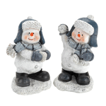 Snowball fight! This set of cute snowmen figurines are having a little winter fun while the snow lasts, but their charm will never melt. With winter hats, sparkling scarves and smiling faces, they are ready to add some holiday happiness to your home.