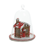 Its a marshmallow and gingerbread world in this glittery holiday bell jar! Switch on the LED light inside and this sweet holiday accent will sparkle and shine from inside the candy-decorated gingerbread house. 