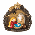 LED lights bathe the Holy Family in a glorious halo of rainbow color, setting your seasonal décor aglow. Quaint homespun craftsmanship adds casual charm to any holiday home.