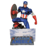 Marvel Universe Captain America Business Card Holder. Let Captain America stand guard over your desk, with this great Marvel Universe Captain America Business Card Holder! Fits most standard business card sizes. 