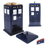 Would you believe a cookie tin in the shape of the TARDIS? If you're a big fan of the BBC's Doctor Who sci-fi TV series, you would! This dark-blue cookie container is made by Bif Bang Pow! and bears an uncanny resemblance to the Doctor's famed time machine, right down to the embossed details and call-box sign on the door. 