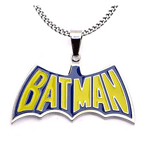 Show your love for the Caped Crusader by wearing this Batman Blue-and-Yellow Batman Pendant with Chain wherever you go. Beautifully crafted of stainless steel, the colorful pendant measures approximately 1 5/8-inches wide x 1 3/8-inches tall and comes with a 24-inch chain. 