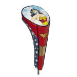 Improve your golf game with Wonder Woman. This Wonder Woman Logo Performance Driver Golf Club Cover fits up to a 460CC Driver and is made from resilient polyurethane. That's mighty fine swing, Wonder Woman! 