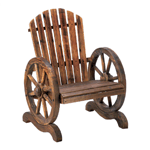 Country-style living has never been more charming or relaxing! This welcoming outdoor chair features slatted wood and wagon wheel arm rests. 