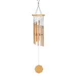 Each breeze will turn into a song when you hang this pretty windchime from your patio or porch. It features copper-tone metal chimes and a hanging octagonal wood ornament.