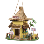 Give the birds in your yard a tropical hideaway with this wooden hut birdhouse. The interior is empty and just waiting for a nest! 