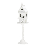 Give the birds a grand home to call their own with this gorgeous white birdhouse. Its most charming features include a front staircase, multiple entrances, two separate floors, a turned pedestal stand, and top decorative finial. 